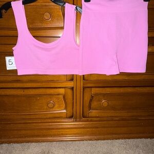 The Cutest Bubblegum Pink Sports Bra and Shorts Set